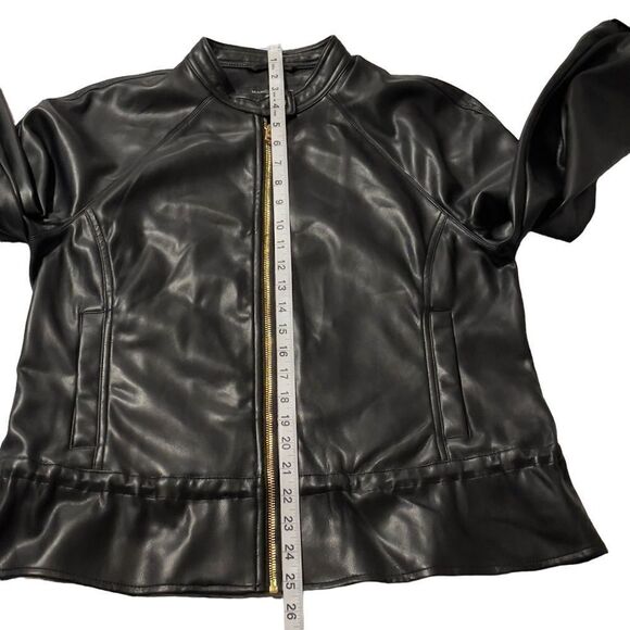 NWT Marc New York Andrew Marc Black Drawstring Faux Leather Jacket Size Small - Picture 12 of 14